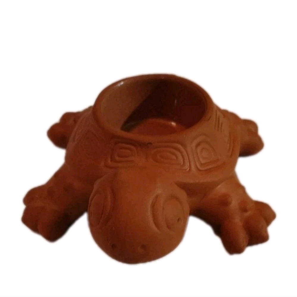 Terra Cotta Party Lite Tortoise Turtle Votive Tea Light Candle Holder 5x4.5”